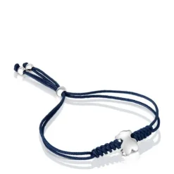 Pulseira em nylon com motivo de urso em prata Bold Motif