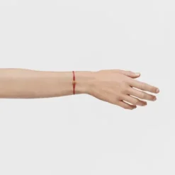 Pulseira em nylon vermelho e urso em ouro Bold Bear
