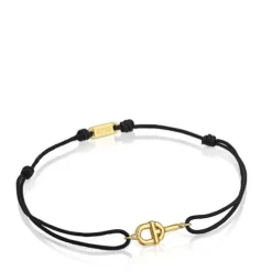 Pulseira em ouro com diamantes e nylon preto TOUS MANIFESTO