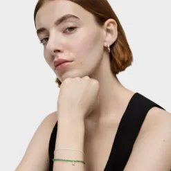 Pulseira em prata e calcedónia verde tratada Bold Bear