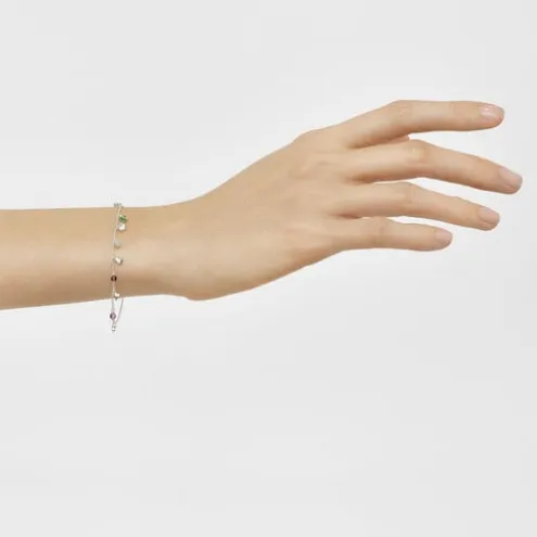 Pulseira em prata e pedras preciosas motivos Bold Motif