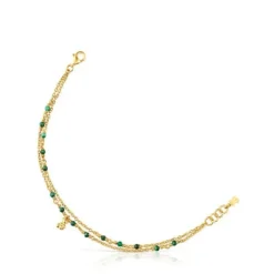 Pulseira em prata vermeil e malaquite Bold Bear