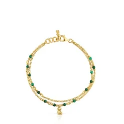 Pulseira em prata vermeil e malaquite Bold Bear