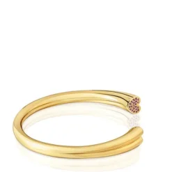Pulseira escrava banhada a ouro de 18 K sobre prata e motivo coração com rodolitas TOUS 1950