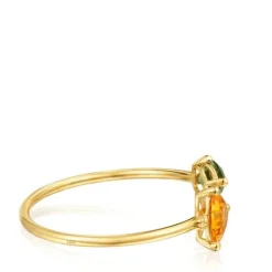 Pulseira escrava banhada a ouro de 18 K sobre prata, citrino e espinélio verde criados em laboratório TOUS Color LGG