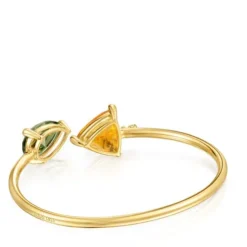 Pulseira escrava banhada a ouro de 18 K sobre prata, citrino e espinélio verde criados em laboratório TOUS Color LGG