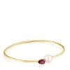Pulseira escrava em ouro, rodolita e pérola cultivada Ivette