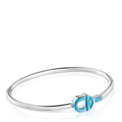 Pulseira escrava em prata e motivo na cor azul TOUS MANIFESTO