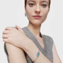 Pulseira escrava em prata e motivo na cor azul TOUS MANIFESTO
