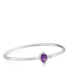 Pulseira escrava em prata e safira lilás criada em laboratório TOUS Color LGG