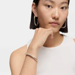 Pulseira escrava fechada em prata Line