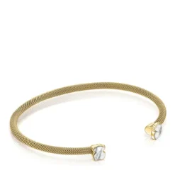 Pulseira estreita Mesh Color em Aço IP dourado e Howlita