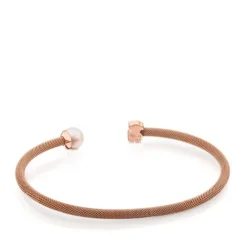 Pulseira Icon Mesh em Aço e Prata Vermeil rosa com Pérola