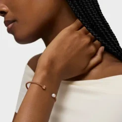 Pulseira Icon Mesh em Aço e Prata Vermeil rosa com Pérola