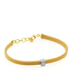 Pulseira Icon Mesh em ouro com diamantes