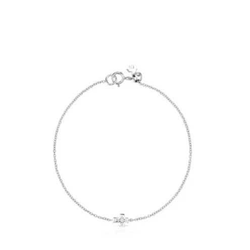 Pulseira Les Classiques cruz em Ouro Branco e Diamantes
