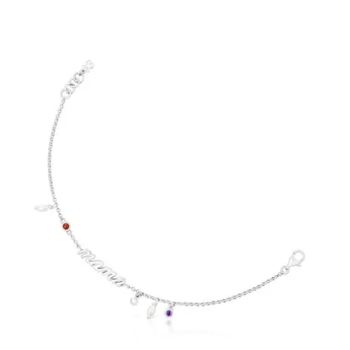 Pulseira Mama em prata, pérolas cultivadas e pedras preciosas TOUS Mama