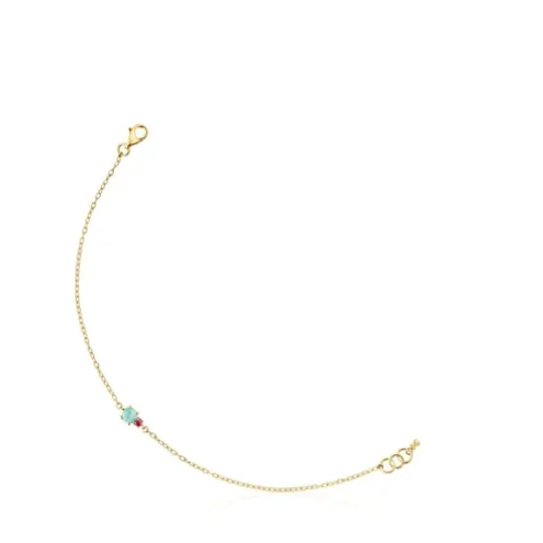 Pulseira Mini Ivette em Ouro com Amazonite e Rubi