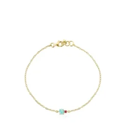 Pulseira Mini Ivette em Ouro com Amazonite e Rubi