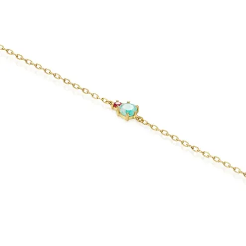 Pulseira Mini Ivette em Ouro com Amazonite e Rubi