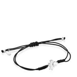 Pulseira Nocturne em Prata com Pérola e Cordão preto