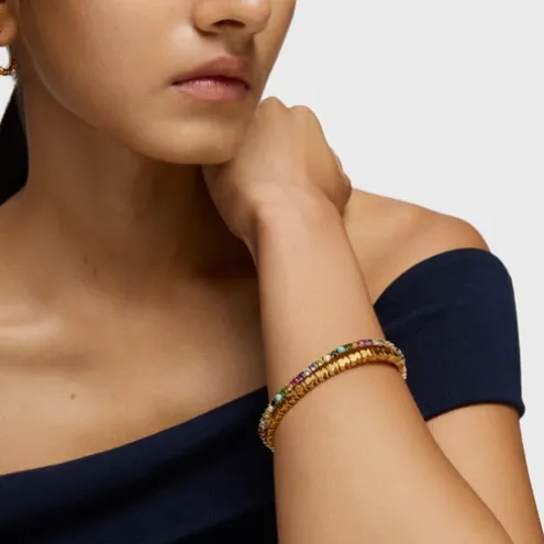 Pulseira Straight Color em Prata vermeil e Pedras preciosas