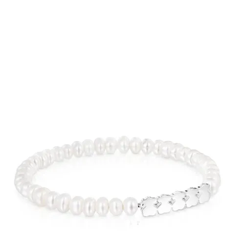 Pulseira Straight em Prata e Pérolas