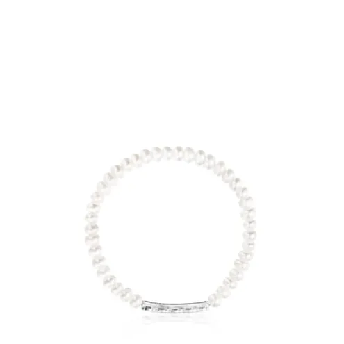Pulseira Straight em Prata e Pérolas