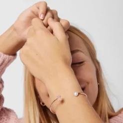 Pulseira Super Micro em Prata Vermeil rosa com Pérola