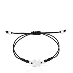 Pulseira Sweet Dolls urso em Prata e cordão preto