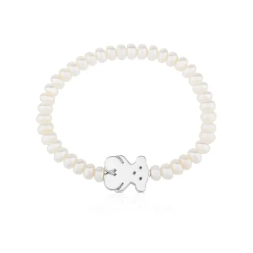 Pulseira Sweet Dolls urso de Pérolas e Prata