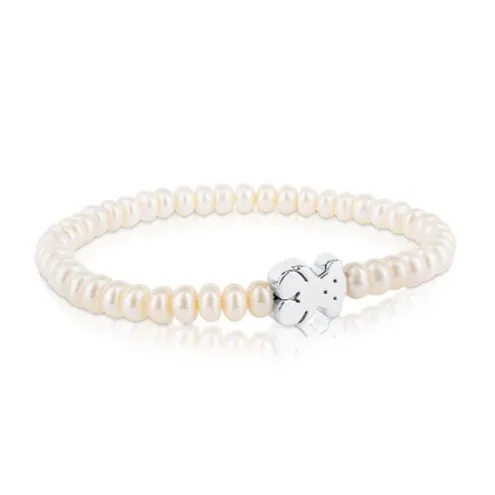 Pulseira Sweet Dolls urso de Pérolas e Prata