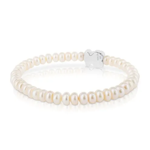 Pulseira Sweet Dolls urso de Pérolas e Prata