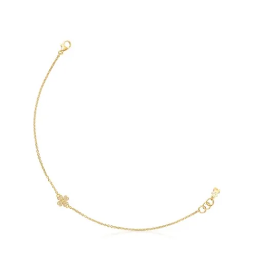 Pulseira TOUS Good Vibes trevo em Ouro e Diamantes