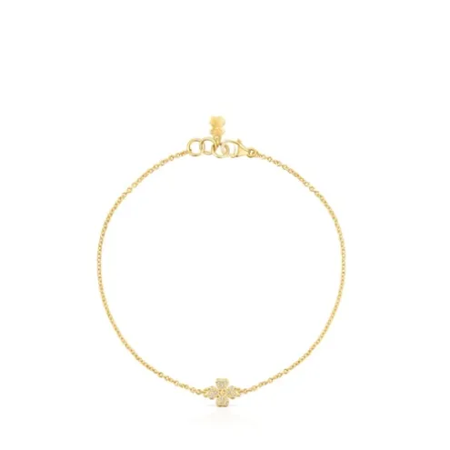 Pulseira TOUS Good Vibes trevo em Ouro e Diamantes