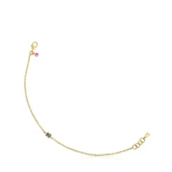 Pulseira TOUS New Motif em prata vermeil com urso de cromodiópsidos