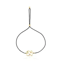 Pulseira urso Tsuri em nylon, ouro e pedras preciosas
