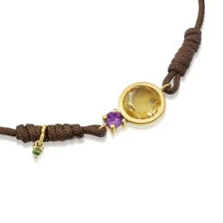 Pulseira Virtual Garden de nylon com citrino e ouro