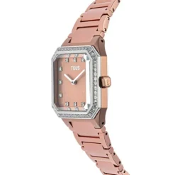 Relógio analógico com bracelete em alumínio rose gold e zircónias Karat Squared