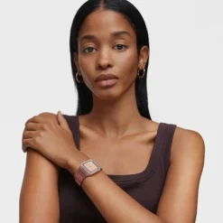 Relógio analógico com bracelete em alumínio rose gold e zircónias Karat Squared