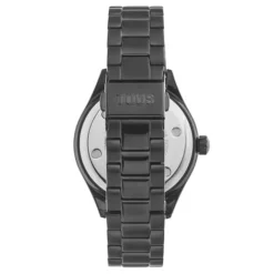 Relógio analógico com bracelete em aço IP preto e cristais T-Logo