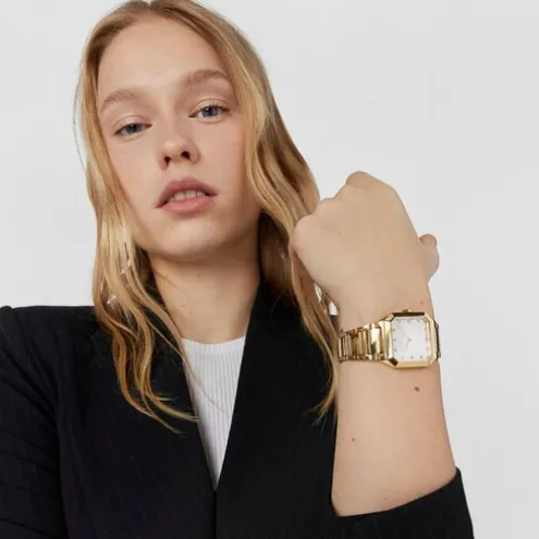 Relógio analógico com bracelete em aço IPG dourado Karat Squared