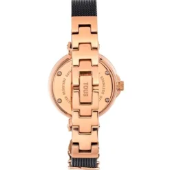 Relógio analógico com bracelete em aço IP preto e aço IPRG rosa Icon Charms