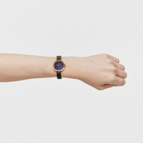 Relógio analógico com bracelete em aço IP preto e aço IPRG rosa Icon Charms