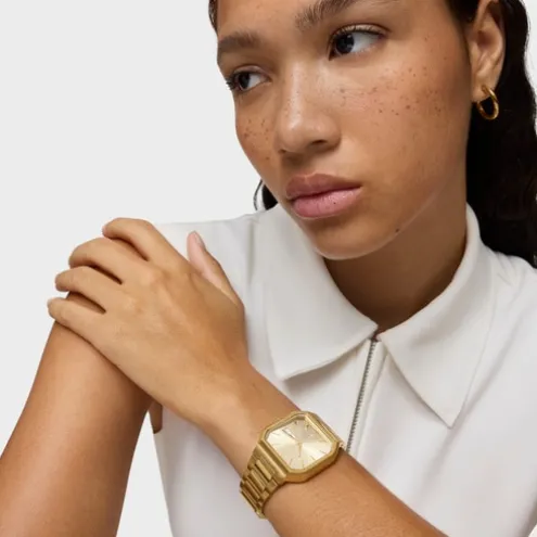 Relógio analógico com bracelete em aço IPG dourado Lit