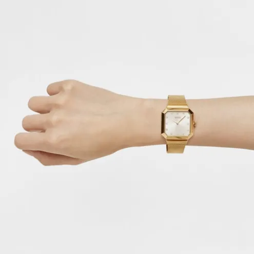 Relógio analógico com bracelete em aço IPG dourado Karat Squared