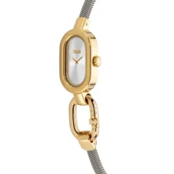 Relógio analógico com bracelete em aço e caixa em aço IPG dourado TOUS Hold Oval