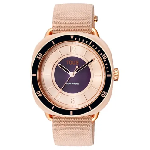 Relógio analógico em aço IPRG nude com bracelete elástica na cor rosa Osier