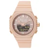 Relógio analógico/digital em aço IPRG nude com bracelete em nylon rosa Bet