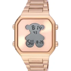 Relógio digital com bracelete em aço IPRG rosa D-BEAR